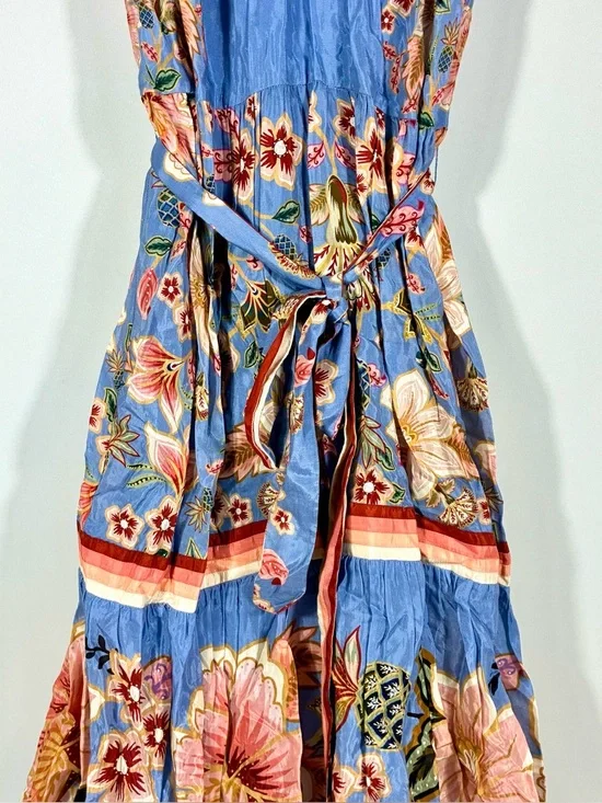 Farm Rio Superbloom Tapestry Cotton Blend Maxi Dress Blue Medium NEW - Picture 8 of 17